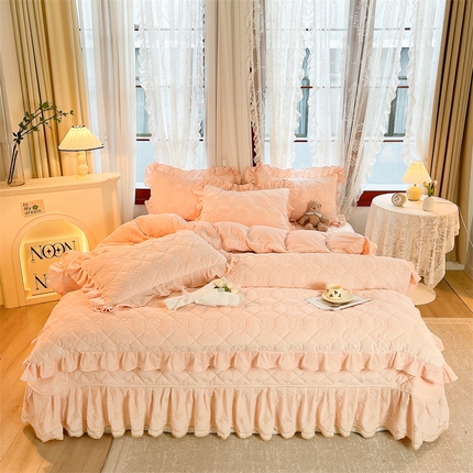 宜凡2023新款婴儿绒全夹棉床盖四件套 公主玉