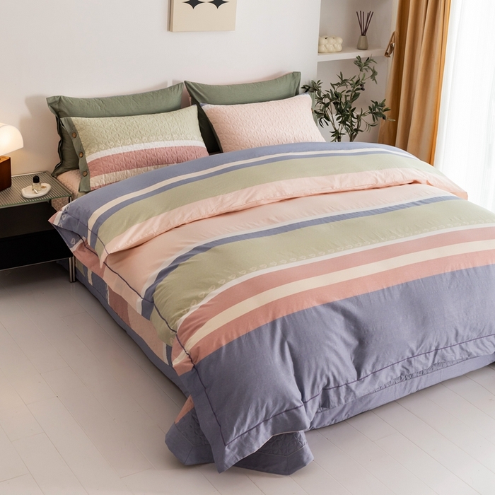 91家纺网 家纺一手货源 找家纺 优乐家纺 2025新款纯棉斜纹床盖款单层被套四件套 莫卡