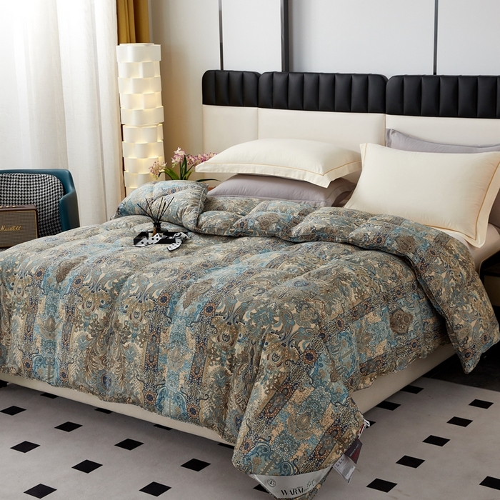 91家纺网 家纺一手货源 找家纺 华盛 2024年新款糯棉超柔软鹅绒被巴黎世家鹅绒被 巴黎世家-咖色