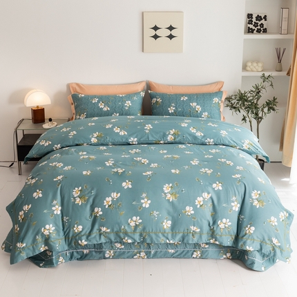 91家纺网 家纺一手货源 找家纺 （总）优乐家纺 2025新款纯棉斜纹床盖款单层被套四件套