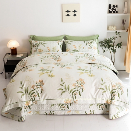 91家纺网 家纺一手货源 找家纺 （总）优乐家纺 2025新款纯棉斜纹床盖款单层被套四件套