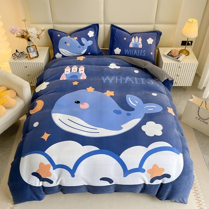 91家纺网 家纺一手货源 找家纺 （总）懒猫家纺 2024新款大版卡通绒牛奶绒四件套