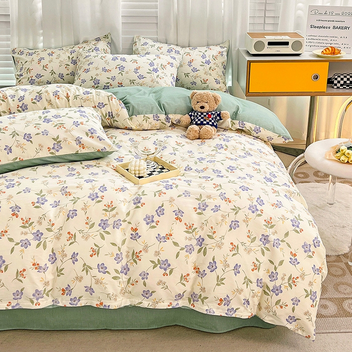 91家纺网 家纺一手货源 找家纺 捌月 2023新款全棉四件套法式小碎花系列 春晓