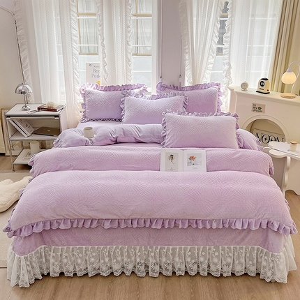 91家纺网 家纺一手货源 找家纺 （总）宜凡 2023新款烂花牛奶绒床盖四件套