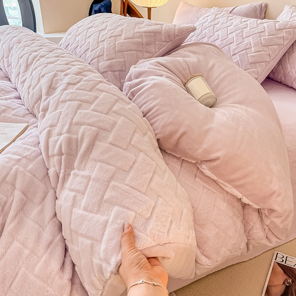 91家纺网 家纺一手货源 找家纺 （总）蓝邻家纺 2023年新款高克重兔毛绒四件套系列第二批