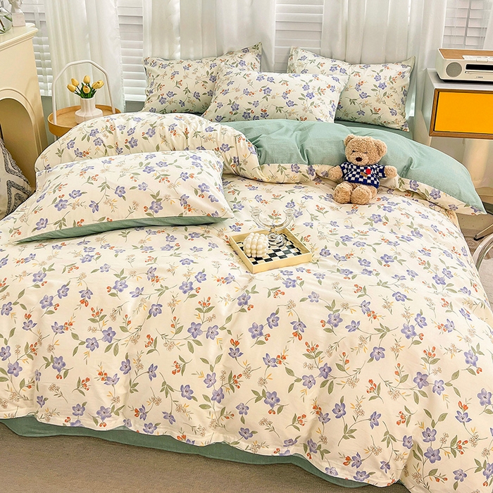 91家纺网 家纺一手货源 找家纺 捌月 2023新款全棉四件套法式小碎花系列 春晓