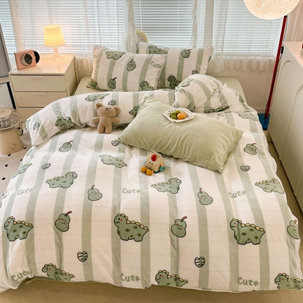 91家纺网 家纺一手货源 找家纺 （总）昔可家纺  2023新款高克重印花牛奶绒卡通系列四件套