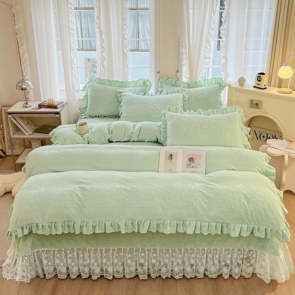 91家纺网 家纺一手货源 找家纺 （总）宜凡 2023新款烂花牛奶绒床盖四件套