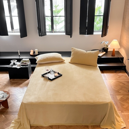 91家纺网 家纺一手货源 找家纺 （总）时光里2023新款双拼牛奶绒床单