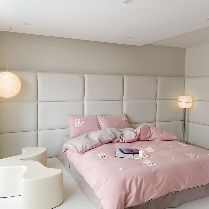 91家纺网 家纺一手货源 找家纺 时光里 2023INS风软萌可爱60s加厚磨毛刺绣款全棉四件套 可爱兔