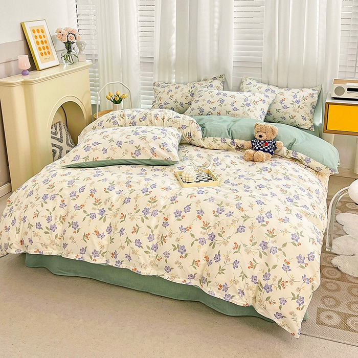 91家纺网 家纺一手货源 找家纺 捌月 2023新款全棉四件套法式小碎花系列 春晓