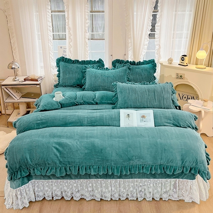 91家纺网 家纺一手货源 找家纺 （总）宜凡 2023新款烂花牛奶绒床盖四件套