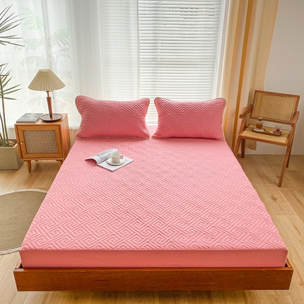 花言狐语2025新款A类防水床笠隔尿透气席梦思保护套可定制水洗 富贵格粉