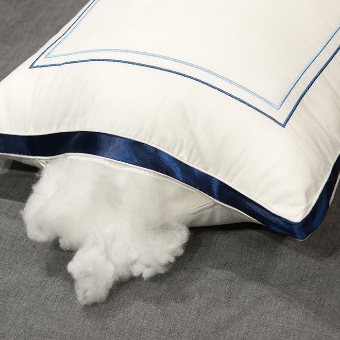 91家纺网 家纺一手货源 找家纺 2025新款贡缎立体刺绣枕头枕芯 1000克立体白色