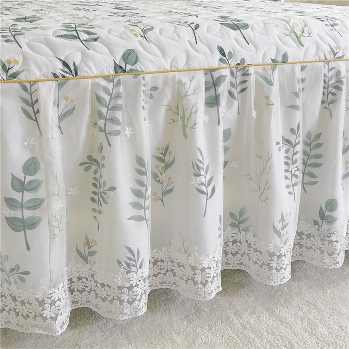 91家纺网 家纺一手货源 找家纺 十个点 2024新款印花夹棉蕾丝单床裙-玲珑 夜雨浪漫