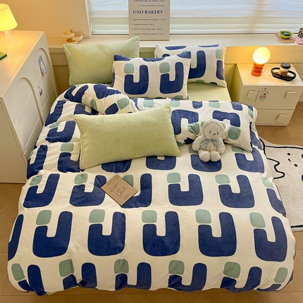 91家纺网 家纺一手货源 找家纺 （总）三朵家纺 2023新款北欧系列牛奶绒印花四件套