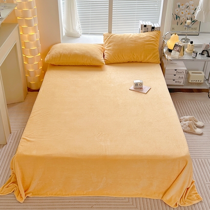  2023新款纯色牛奶绒单品系列 单床单 雏菊黄