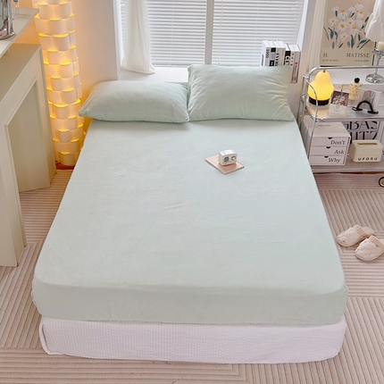 91家纺网 家纺一手货源 找家纺 2023新款纯色牛奶绒单品系列 单床单 奶油绿 