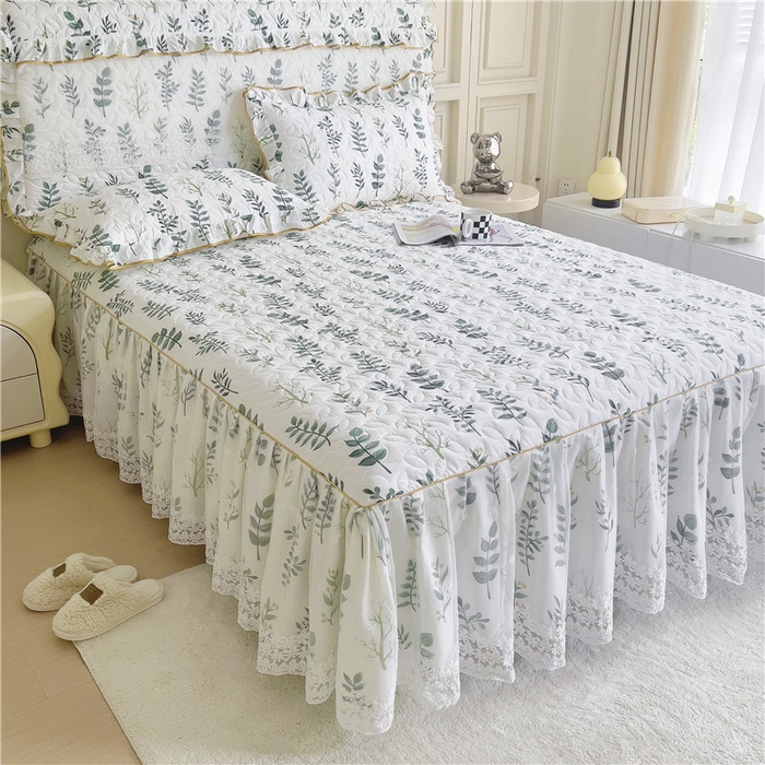 91家纺网 家纺一手货源 找家纺 十个点 2024新款印花夹棉蕾丝单床裙-玲珑 夜雨浪漫