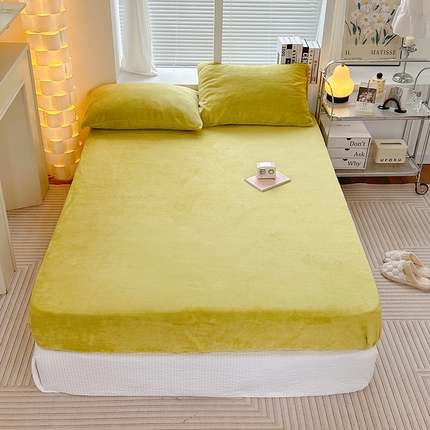 91家纺网 家纺一手货源 找家纺 （总）曼町 2023新款纯色牛奶绒单品系列 单床笠