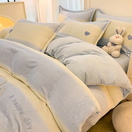 91家纺网 家纺一手货源 找家纺 （总）川悦生活 直播爆款ins网红风200克印花小清新卡通牛奶绒四件套