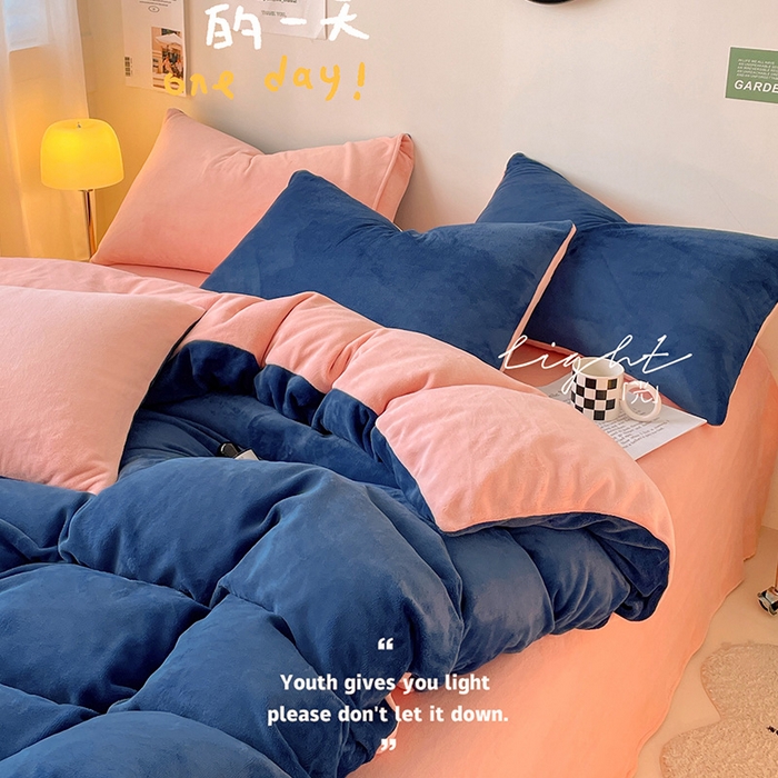 91家纺网 家纺一手货源 找家纺 （总）眠帛家居 2023新款加厚牛奶绒双拼四件套