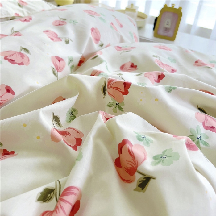 91家纺网 家纺一手货源 找家纺 十个点 2024新款印花夹棉蕾丝四件套 心语