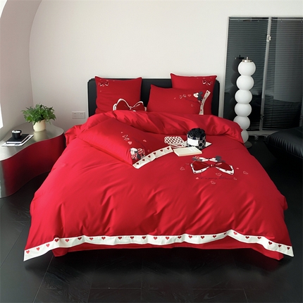 MIU缪家居 2023新款100支全棉四件套 米奇米妮 米奇 红