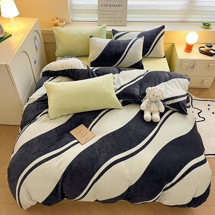 91家纺网 家纺一手货源 找家纺 （总）三朵家纺 2023新款北欧系列牛奶绒印花四件套