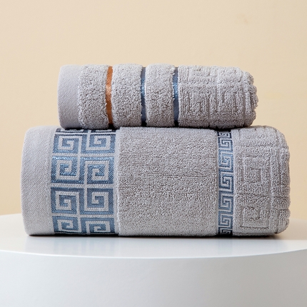 91家纺网 家纺一手货源 找家纺 （总）彩虹毛巾 2023新款长城格缎带款毛巾浴巾套装 长城格毛巾 纯棉浴巾