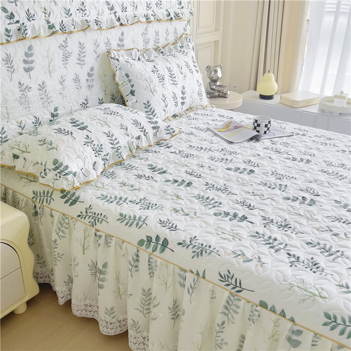 91家纺网 家纺一手货源 找家纺 十个点 2024新款印花夹棉蕾丝单床裙-玲珑 夜雨浪漫