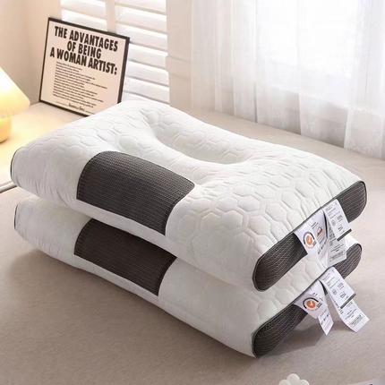 梦莱家纺 2025新款云柔乳胶护颈枕spa按摩功能枕枕头枕芯 灰色/只900克中枕