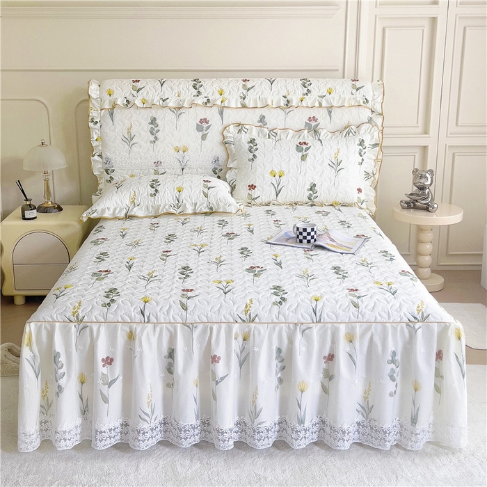 91家纺网 家纺一手货源 找家纺 十个点 2024新款印花夹棉蕾丝单床裙-玲珑 静香