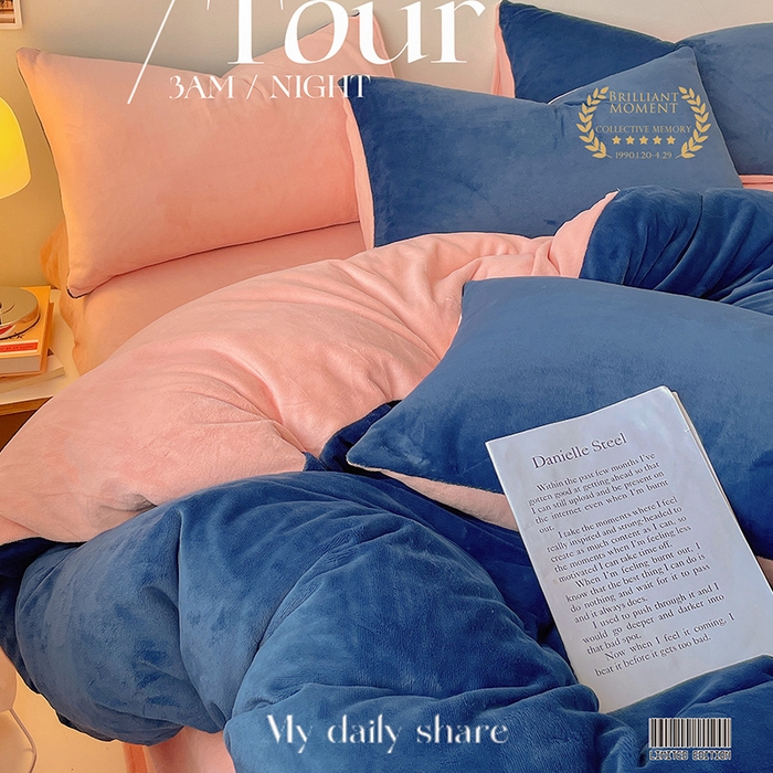 91家纺网 家纺一手货源 找家纺 （总）眠帛家居 2023新款加厚牛奶绒双拼四件套