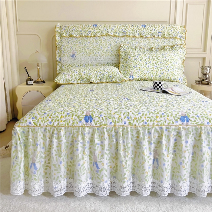 91家纺网 家纺一手货源 找家纺 十个点 2024新款印花夹棉蕾丝单床裙-玲珑 玲珑