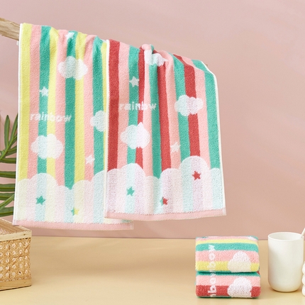 91家纺网 家纺一手货源 找家纺 （总）彩虹毛巾 2023新款彩虹童巾学生全棉毛巾儿童纯棉毛巾洗脸巾小毛巾彩虹毛巾