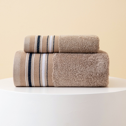91家纺网 家纺一手货源 找家纺 （总）彩虹毛巾 2023新款竹纤维宽段毛巾浴巾套装 商务风男士毛巾 素色条纹洗澡浴巾