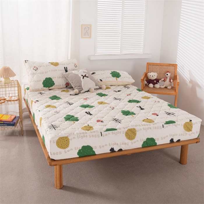 91家纺网 家纺一手货源 找家纺 花言狐语2025新款A类防水床笠隔尿透气席梦思保护套可定制水洗 夏日时光