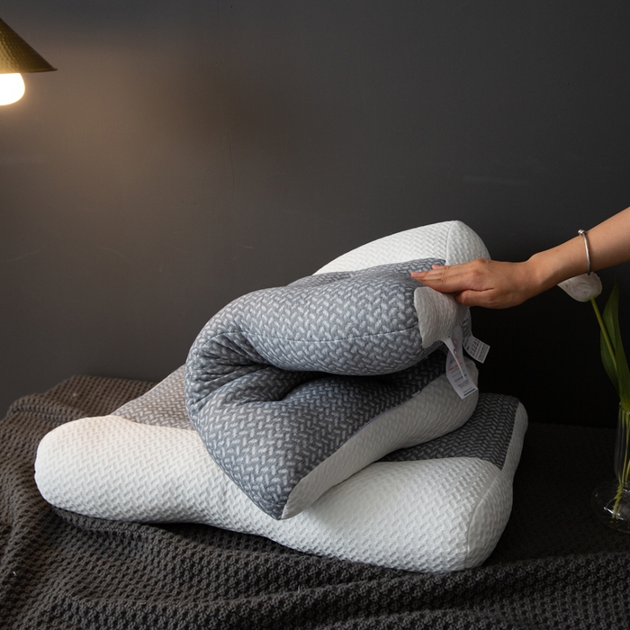 91家纺网 家纺一手货源 找家纺 2025新款网销爆款日式反牵引骨科修复枕反牵引枕头单只 白色一只高枕1100克