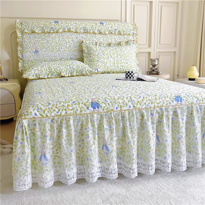 91家纺网 家纺一手货源 找家纺 十个点 2024新款印花夹棉蕾丝单床裙-玲珑 玲珑