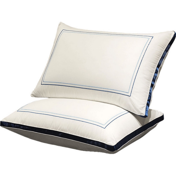 91家纺网 家纺一手货源 找家纺 2025新款贡缎立体刺绣枕头枕芯 800克立体蓝边