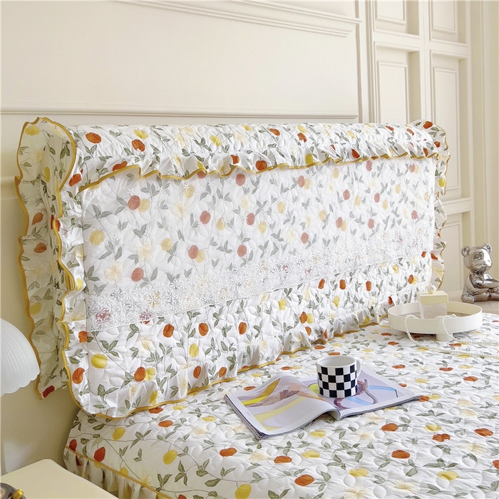 91家纺网 家纺一手货源 找家纺 十个点 2024新款印花夹棉蕾丝床头罩-玲珑 橙意
