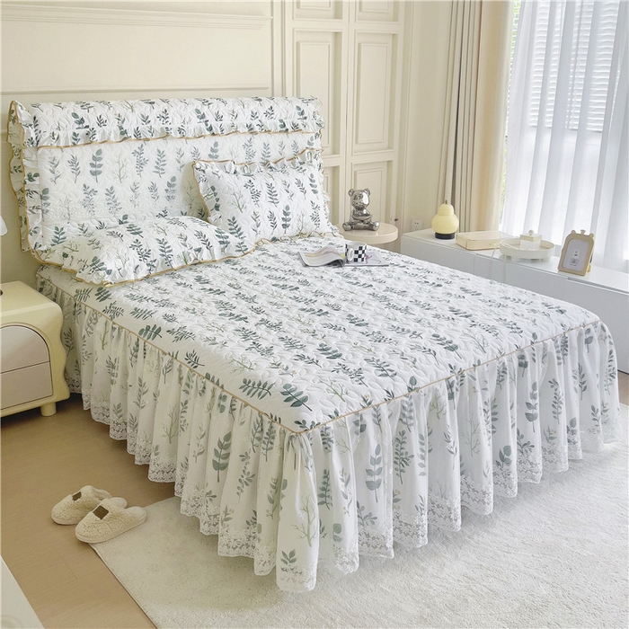 91家纺网 家纺一手货源 找家纺 十个点 2024新款印花夹棉蕾丝单床裙-玲珑 夜雨浪漫