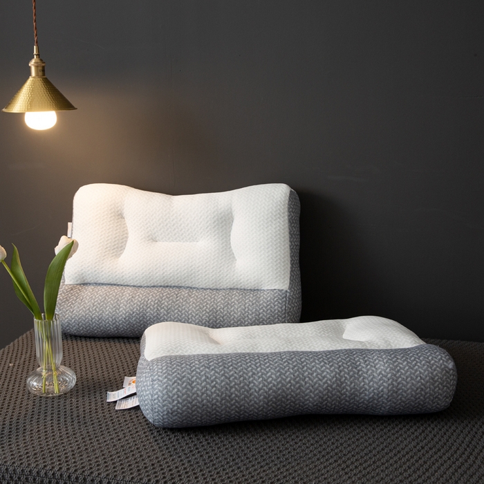 91家纺网 家纺一手货源 找家纺 2025新款网销爆款日式反牵引骨科修复枕反牵引枕头单只 灰色一只高枕1100克