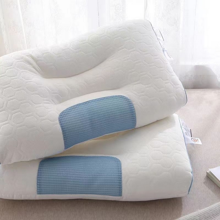 91家纺网 家纺一手货源 找家纺 梦莱家纺 2025新款云柔乳胶护颈枕spa按摩功能枕枕头枕芯 蓝色/只1000克高枕