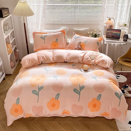 91家纺网 家纺一手货源 找家纺 （总）大元 2025新款标准7.2斤小清新印花款牛奶绒四件套