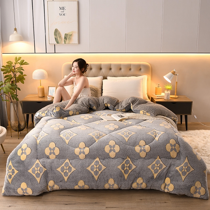 91家纺网 家纺一手货源 找家纺 （总）金灵居 2025新款雪花绒羊羔绒冬被子被芯春秋被