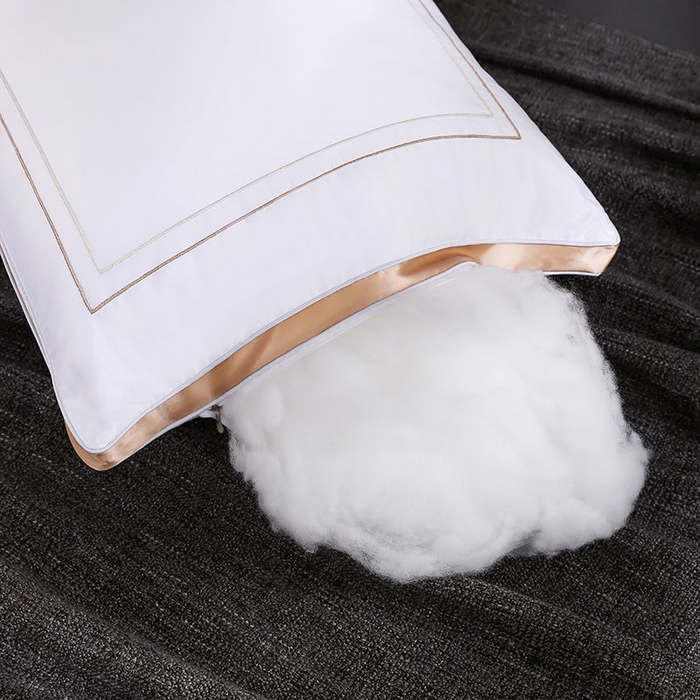 91家纺网 家纺一手货源 找家纺 2025新款贡缎立体刺绣枕头枕芯 1200克立体白色