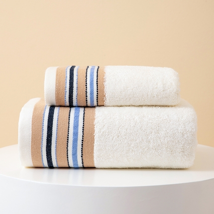 91家纺网 家纺一手货源 找家纺 （总）彩虹毛巾 2023新款竹纤维宽段毛巾浴巾套装 商务风男士毛巾 素色条纹洗澡浴巾
