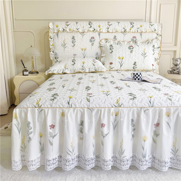 91家纺网 家纺一手货源 找家纺 十个点 2024新款印花夹棉蕾丝单床裙-玲珑 静香